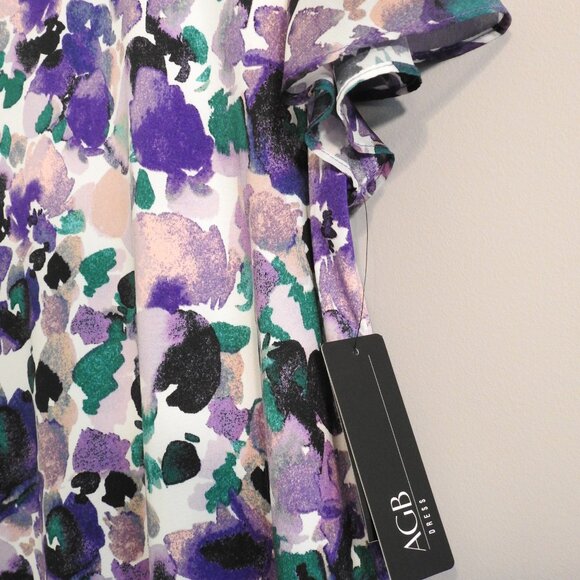 AGB Women’s Size Large Flutter Short Sleeve Dress Knee Length Dress - Picture 12 of 15